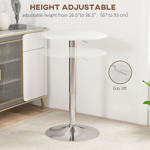 Modern Round Bar Table Adjustment Height Home Pub Bistro Desk Faux Leather Covered Wooden Top Chrome Base – view 10