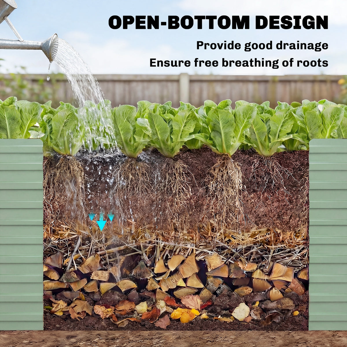 5' x 3' x 2' Raised Garden Bed, Galvanized Planter Box for Growing Flowers, Herbs and Vegetables, Black – view 47