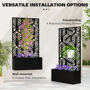 Metal Garden Bed with Trellis for Climbing Plants, Freestanding or Wall Mounted Flower Bed for Garden, Patio, Balcony