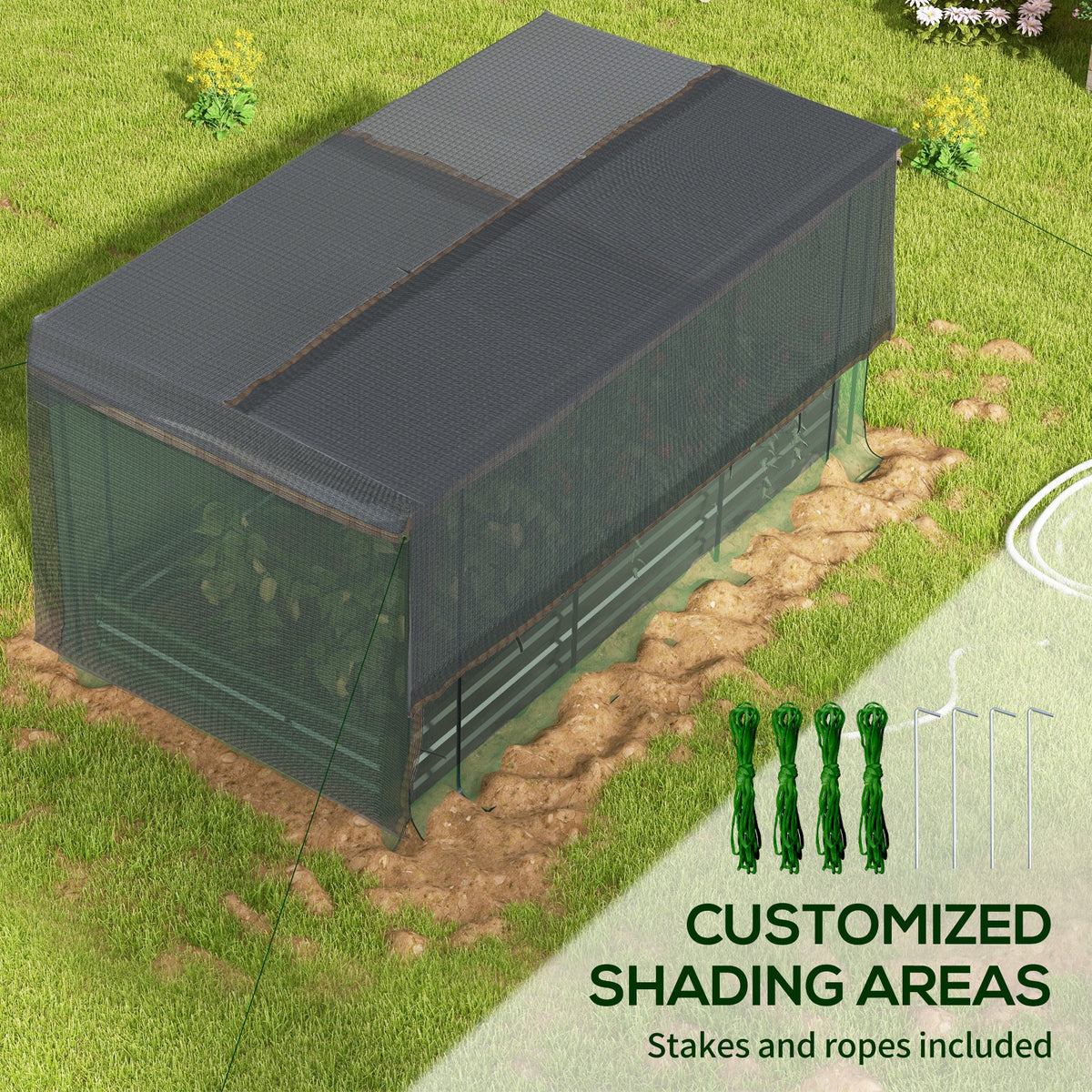 Galvanized Steel Planter Box with Crop Cage and Shade Cloth, Raised Garden Bed for Flowers, Vegs and Herbs