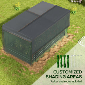 Galvanized Steel Planter Box with Crop Cage and Shade Cloth, Raised Garden Bed for Flowers, Vegs and Herbs