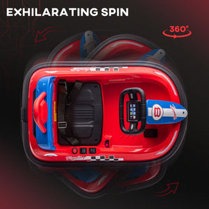 Aosom Kids Bumper Car, 6V 360° Rotation Electric Ride on Car, Twin Motors Battery Powered Toy with Music, Horn and Lights, Safety Belt, for Boys and Girls Aged 18-48 Months -