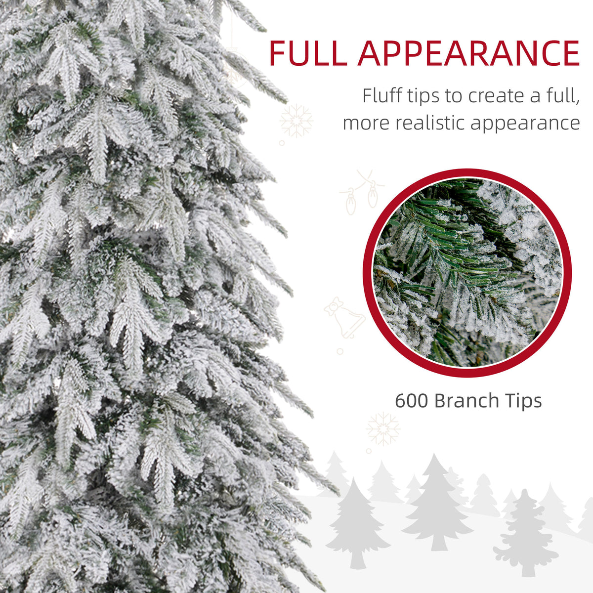 6ft Pencil Flocked Artificial Christmas Tree with 600 Branch Tips, Auto Open and Steel Base, Green – view 4