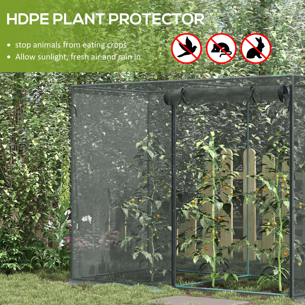 6.5 x 3.3ft Crop Cage, Garden Plant Protector with Single Zippered Door, Storage Bag and Ground Stakes – view 3