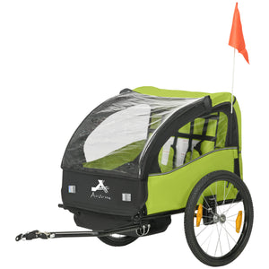 Aosom 2 Seat Bike Trailer for Kids, Baby Stroller with Storage Bag, 5 Point Harness, Bicycle Trailer with 20" Wheels