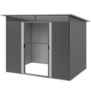 8.5' x 6' Small Gardening Shed Lockable Steel Utility Storage Outdoor Backyard Garden for Gardeners, Grey – view 8