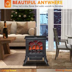 Electric Fireplace Heater, Freestanding Fireplace Stove with Realistic Flame, Overheat Protection – view 6