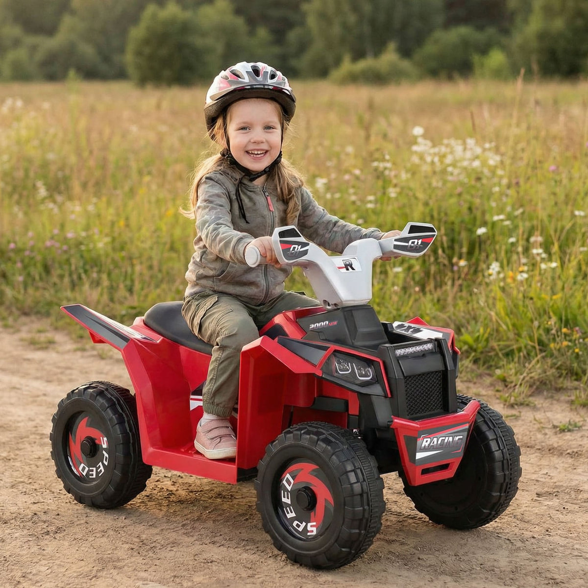6V Kids Electric ATV Quad Car with Detachable Trailer-Red view 3