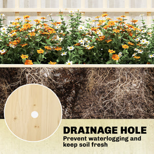 Wooden Raised Garden Bed with 3 Trellises, Outdoor Raised Planter with Drainage Holes