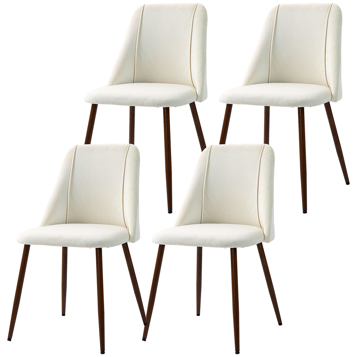 Upholstered Dining Chairs Set of 4, Velvet Accent Chair with Back and Wood-grain Steel Leg for Kitchen – view 5