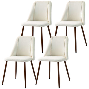 Upholstered Dining Chairs Set of 4, Velvet Accent Chair with Back and Wood-grain Steel Leg for Kitchen – view 5