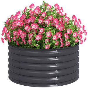 Galvanized Raised Flower Bed, 3 x 3 x 1.5 ft Outdoor Metal Raised Bed with Safety Edging and Gloves
