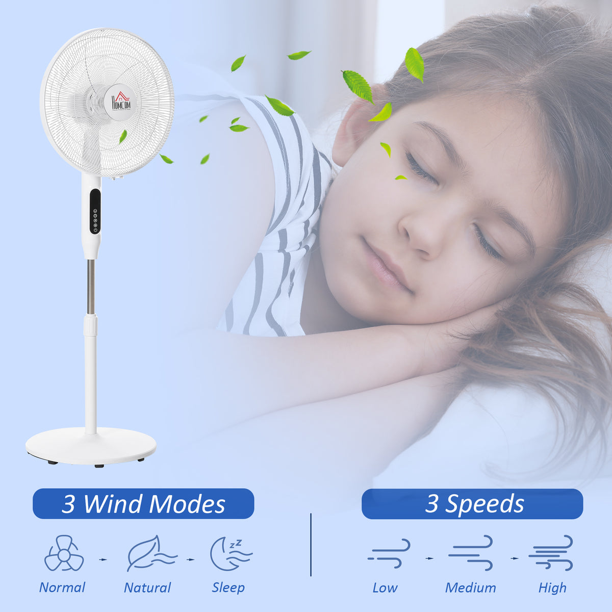 Standing Floor Fan with Remote Control, Stand Up Cooling Fan, Tall Pedestal Electric Fan for Home Bedroom – view 4