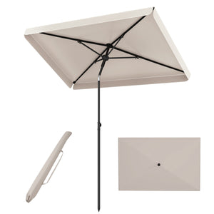 6.5 x 4.3 Feet Rectangular Outdoor Balcony Umbrella with Tilt Adjust Button-Beige view 4