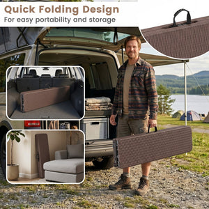 6 Feet Plastic Folding Bench Picnic Camping Dining Seat with Carrying Handle-Brown view 6