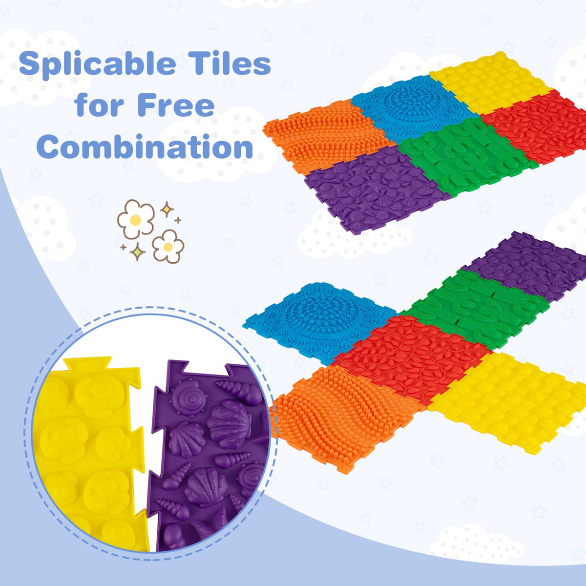 6 PCS Interlocking Sensory Mats with Rich Colors for Kids Adults-Multicolor view 6