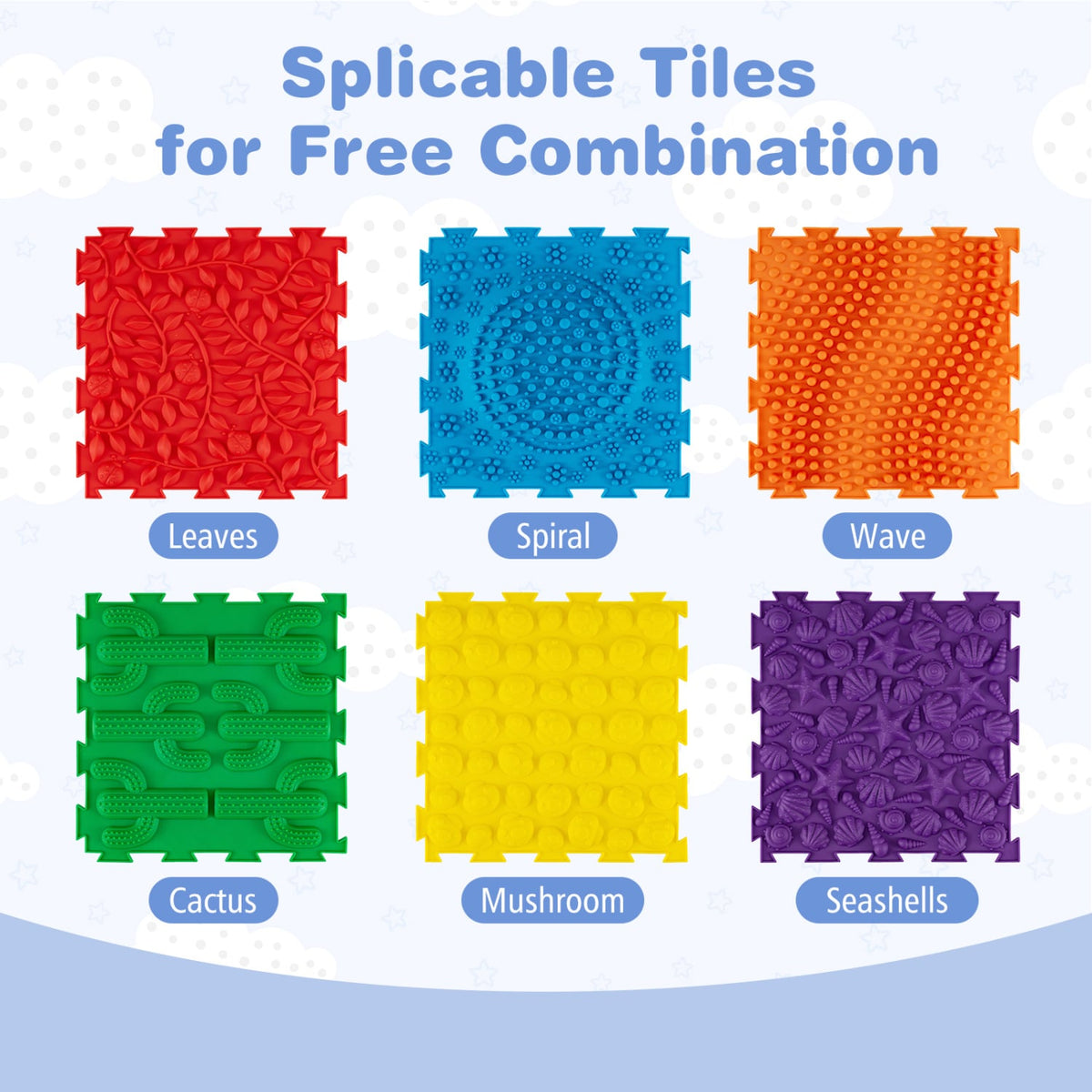 6 PCS Interlocking Sensory Mats with Rich Colors for Kids Adults-Multicolor view 7