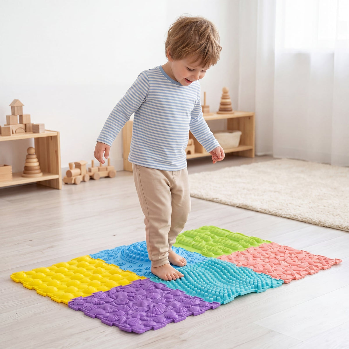 6 PCS Interlocking Sensory Mats with Rich Colors for Kids Adults-Color view 2