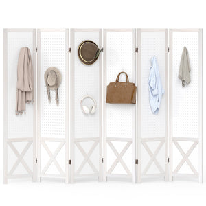 6-Panel Pegboard Room Divider 67 Inches Tall Foldable Privacy Screen view 4