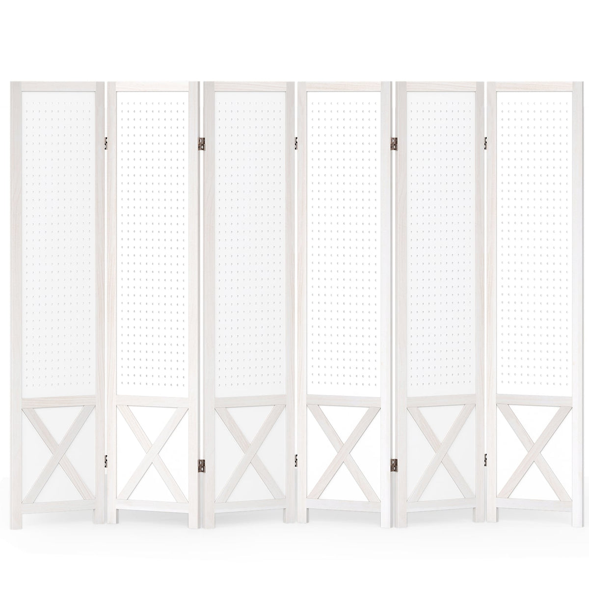 6-Panel Pegboard Room Divider 67 Inches Tall Foldable Privacy Screen
