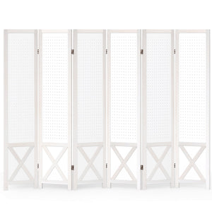 6-Panel Pegboard Room Divider 67 Inches Tall Foldable Privacy Screen