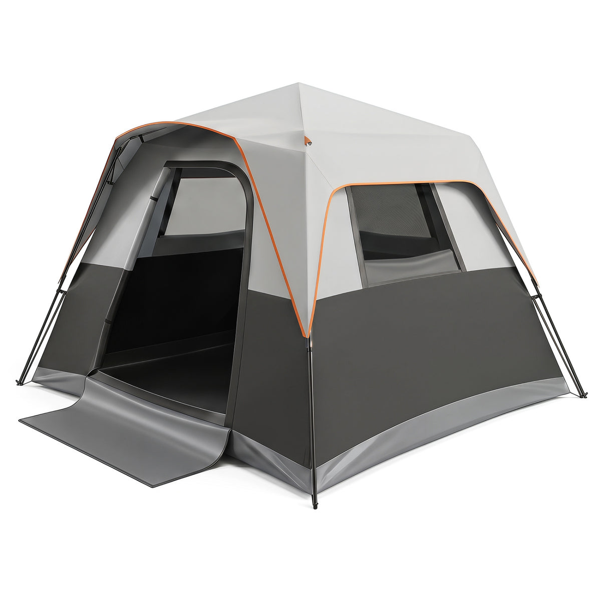 6-Person Outdoor Camping Tent Blackout Easy Setup Instant Cabin Tent with Rainfly and Carrying Bag-Grey view 3