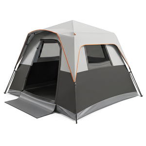 6-Person Outdoor Camping Tent Blackout Easy Setup Instant Cabin Tent with Rainfly and Carrying Bag-Grey view 3