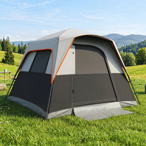 6-Person Outdoor Camping Tent Blackout Easy Setup Instant Cabin Tent with Rainfly and Carrying Bag-Grey view 2