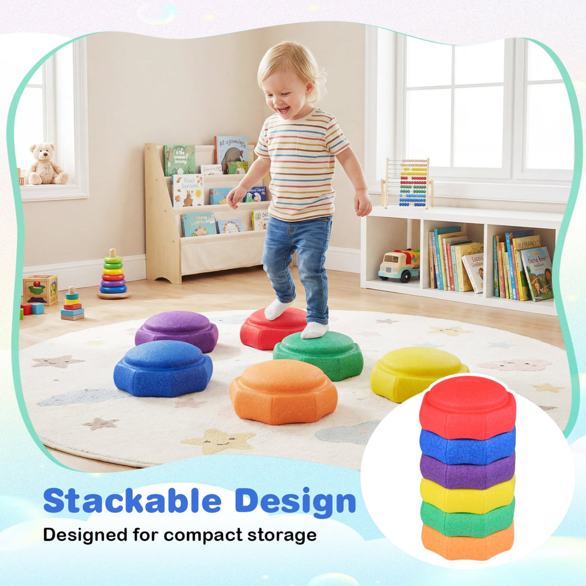 6-Piece Stepping Stones for Kids for Sensory Play and Coordination view 9
