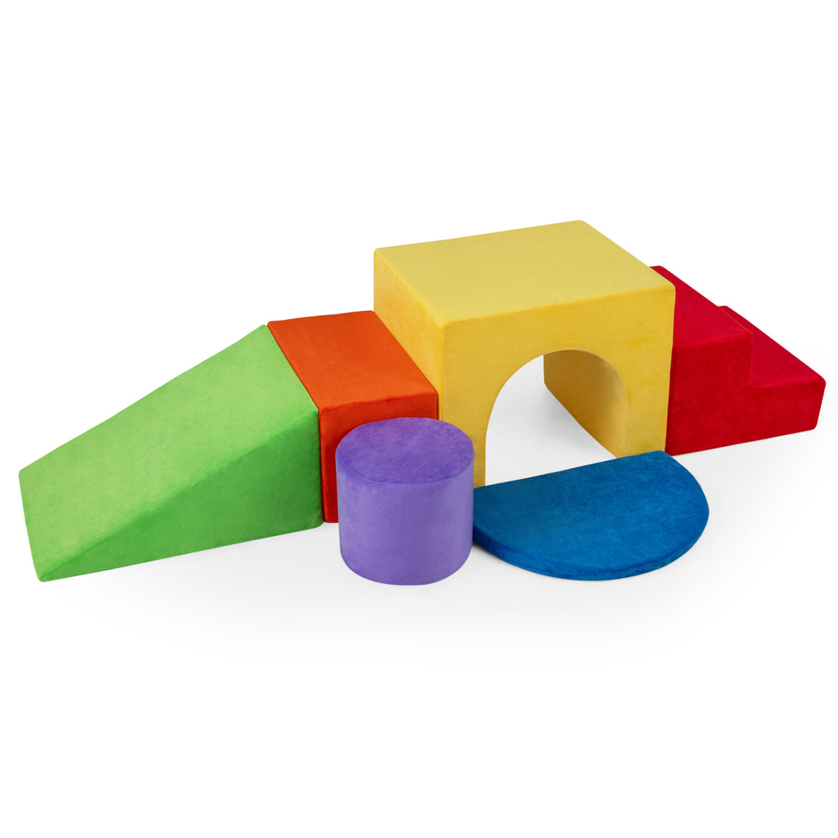 6 Pieces Foam Climbing Blocks for Kids with Slide and Tunnel-Red