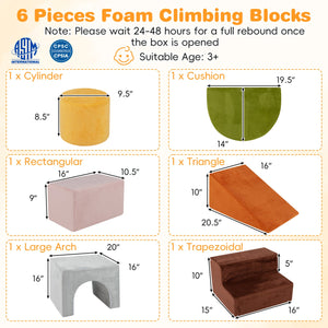 6 Pieces Foam Climbing Blocks for Kids with Slide and Tunnel-Gray view 5