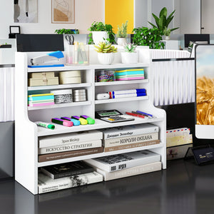 6-Tier Compact Storage Rack with 4 Removable Shelves for Small Spaces Home Office-White view 6