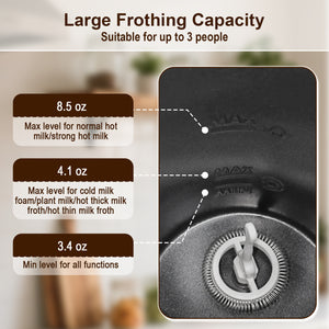 6-in-1 Electric Milk Steamer with Stainless Steel Interior-White view 7