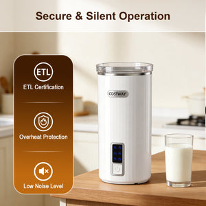 6-in-1 Electric Milk Steamer with Stainless Steel Interior-White view 8