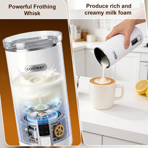 6-in-1 Electric Milk Steamer with Stainless Steel Interior-White view 9