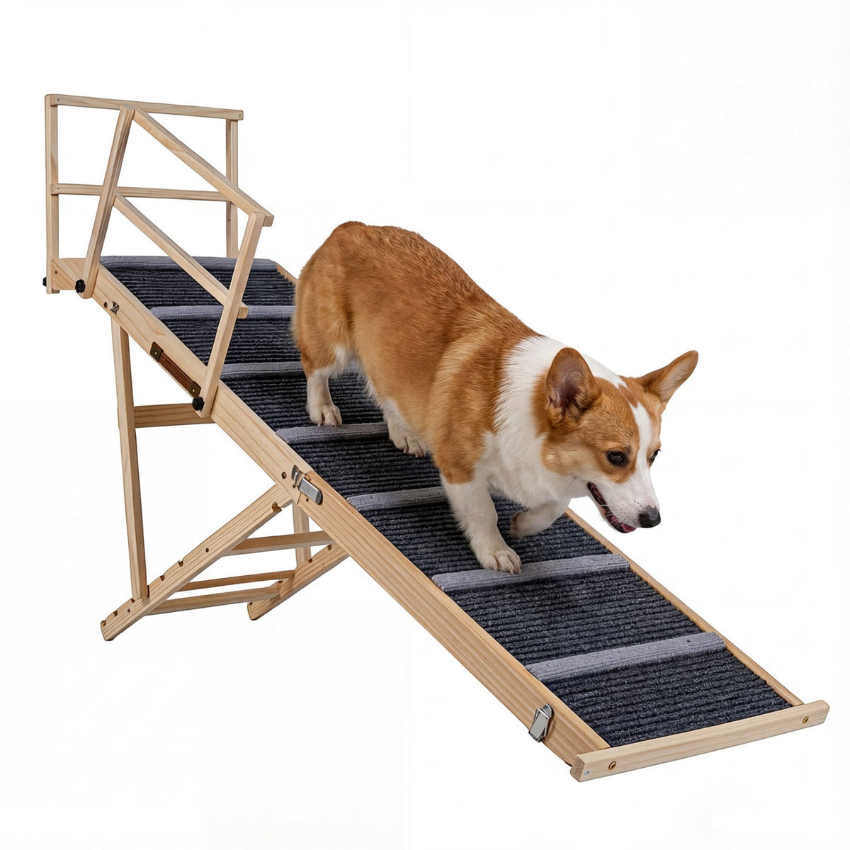 6-level Height Adjustable Foldable Dog Ramp for High Bed Couch-Dark Gray view 4