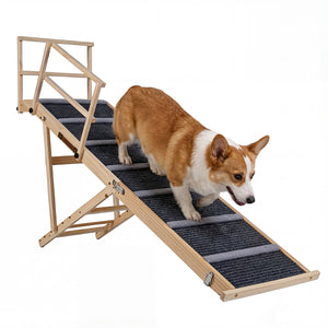 6-level Height Adjustable Foldable Dog Ramp for High Bed Couch-Dark Gray view 4