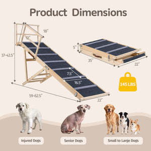 6-level Height Adjustable Foldable Dog Ramp for High Bed Couch-Dark Gray view 5