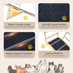 6-level Height Adjustable Foldable Dog Ramp for High Bed Couch-Dark Gray view 7