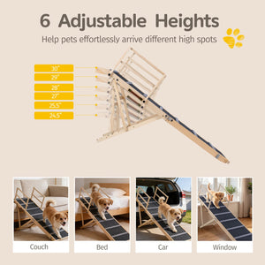 6-level Height Adjustable Foldable Dog Ramp for High Bed Couch-Dark Gray view 9