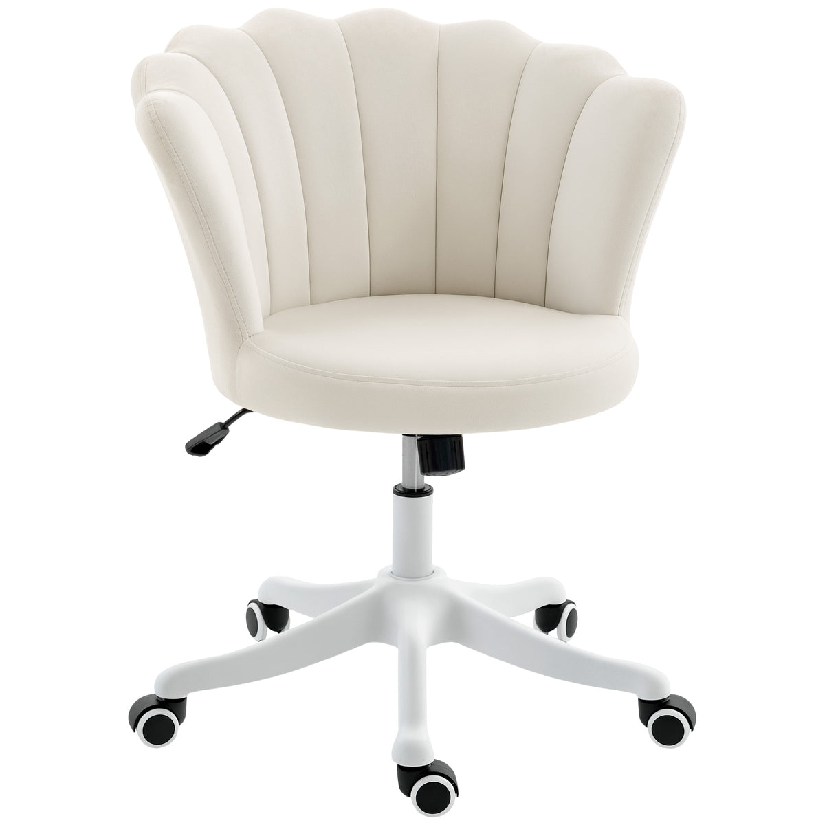 Office Chair, Armless Swivel Desk Chair with Adjustable Height, Backrest, Tilt Function for Office, Vanity, Cream