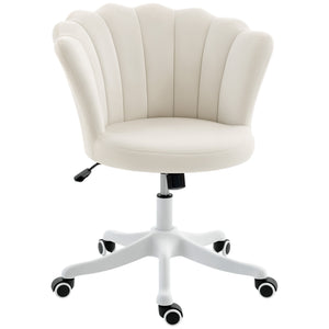 Office Chair, Armless Swivel Desk Chair with Adjustable Height, Backrest, Tilt Function for Office, Vanity, Cream