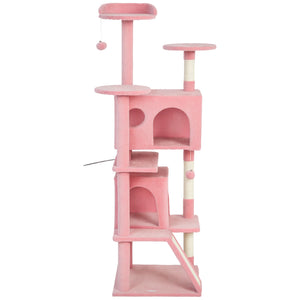 54" Cat Tree, Multi-Level Cat Tower with Scratching Posts, Cat Condos, Bed, Platforms, Ramp, Toy Ball, Beige – view 92