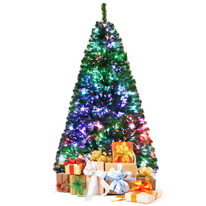6 Feet Pre-lit Fiber Optic Artificial Christmas Tree with 617 Branch Tips view 4
