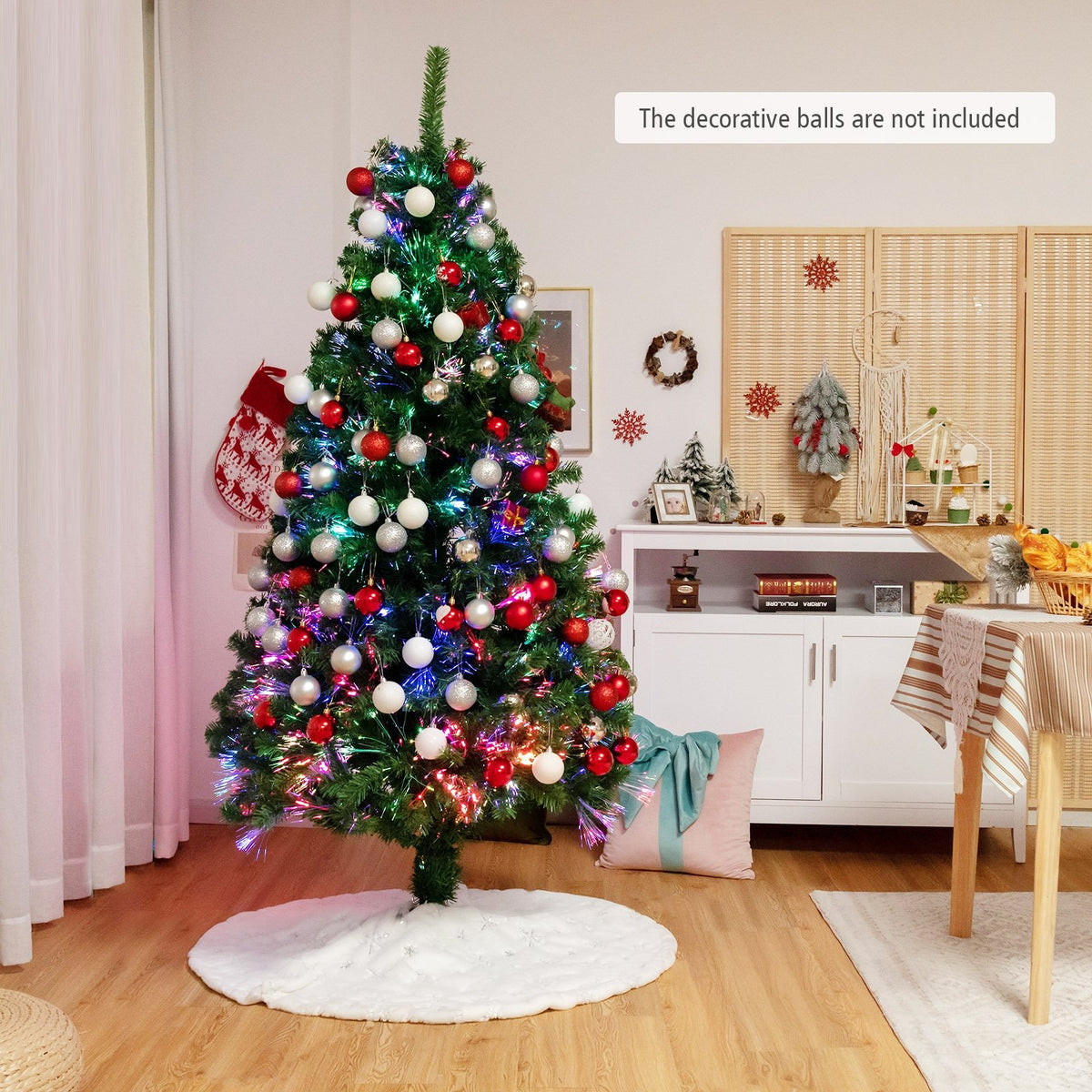 6 Feet Pre-lit Fiber Optic Artificial Christmas Tree with 617 Branch Tips view 7
