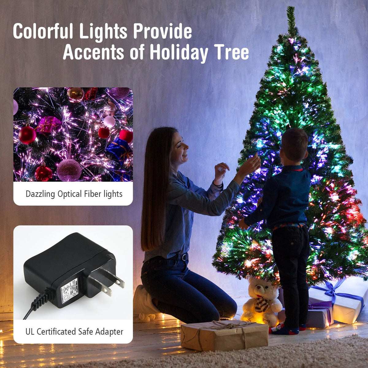 6 Feet Pre-lit Fiber Optic Artificial Christmas Tree with 617 Branch Tips view 8