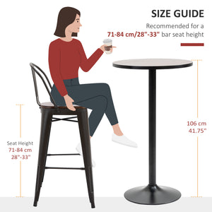 Round Bar Table 41 Inch Height, Industrial High Bistro Table with Metal Base and Elm Wood Top, Bar Height Table for Kitchen, Pub, Breakfast Area
