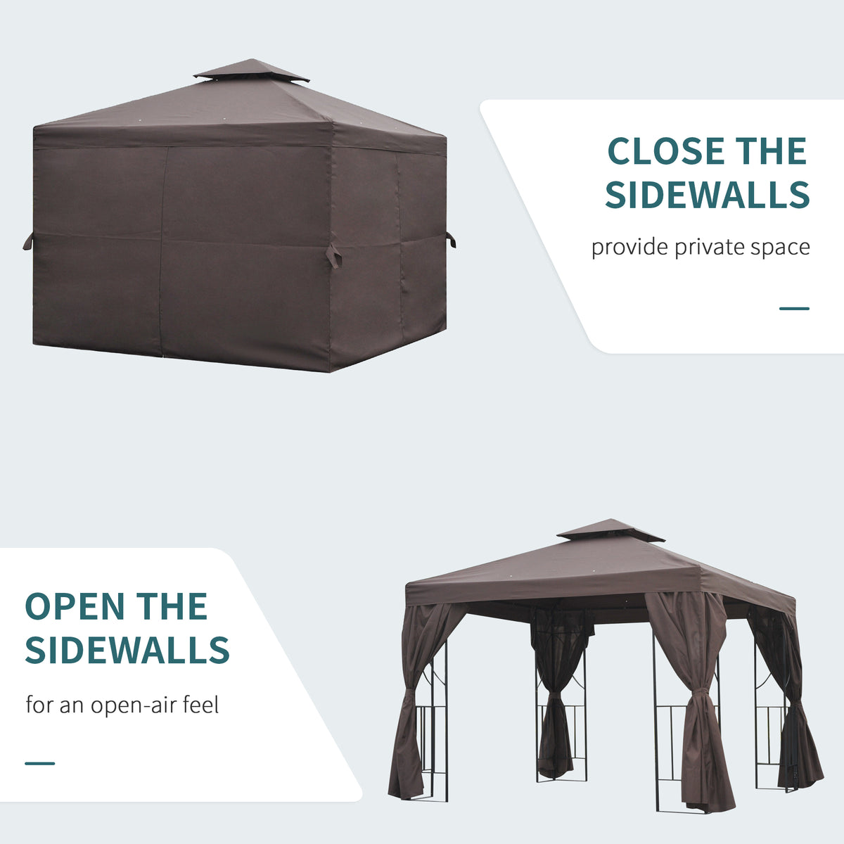 10' x 10' Patio Gazebo Outdoor, Canopy Shelter with Double-tier Roof, Pavilion Sidewalls for Garden Events – view 5