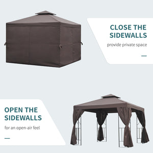 10' x 10' Patio Gazebo Outdoor, Canopy Shelter with Double-tier Roof, Pavilion Sidewalls for Garden Events – view 5