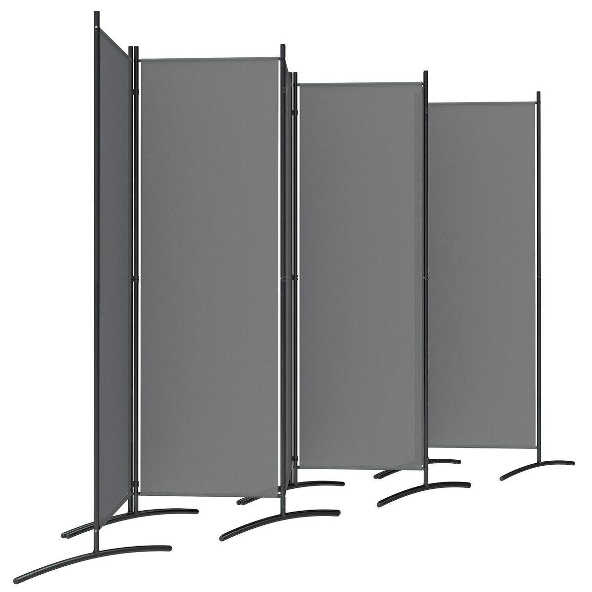 6 Panel Folding Outdoor Privacy Screen with Stable Base, 5.7FT Tall Room Divider with UV30+ Protection, Grey